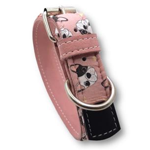 COLLAR PIEL BULLDOG ROSA 70cm MB